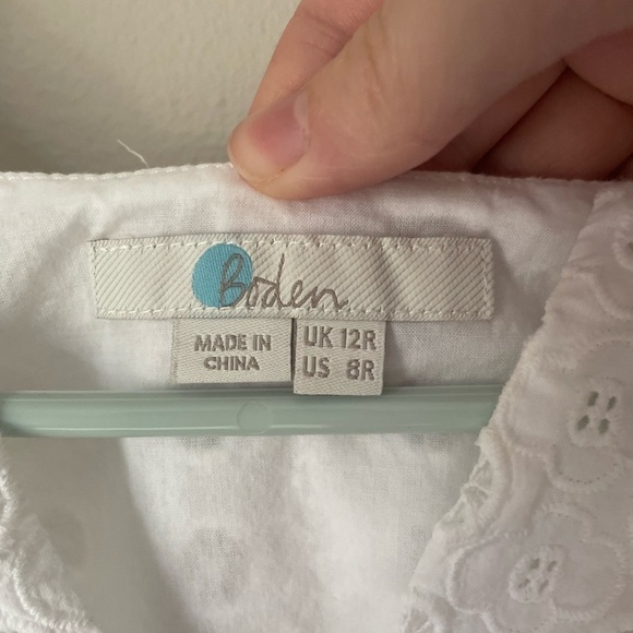 Boden White Cotton Gauze Material Eyelet Midi Dress Size 8 - Picture 3 of 14